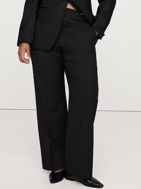 Banana Republic High Rise Modern Straight Siena Italian Wool Pant Black 18